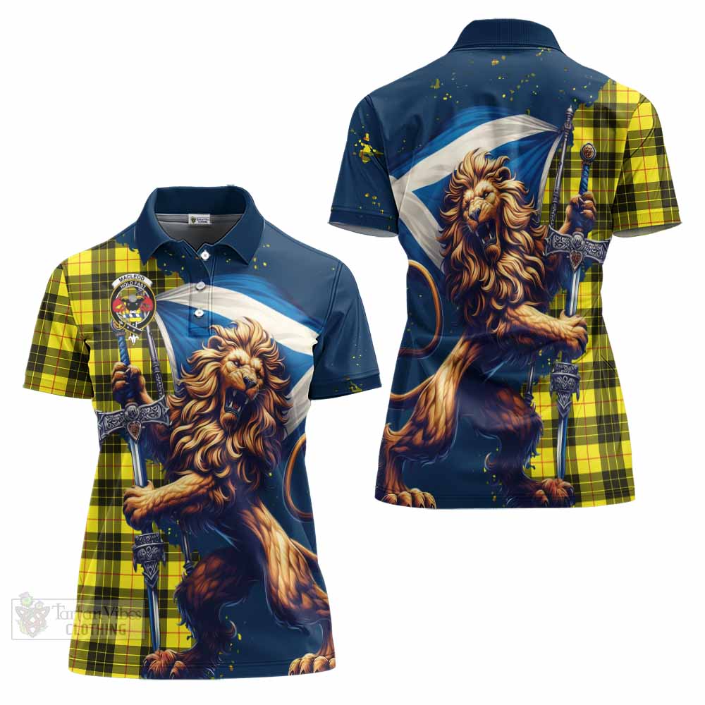 Tartan Vibes Clothing MacLeod (McLeod) Tartan Family Crest Women's Polo Shirt with Scottish Majestic Lion