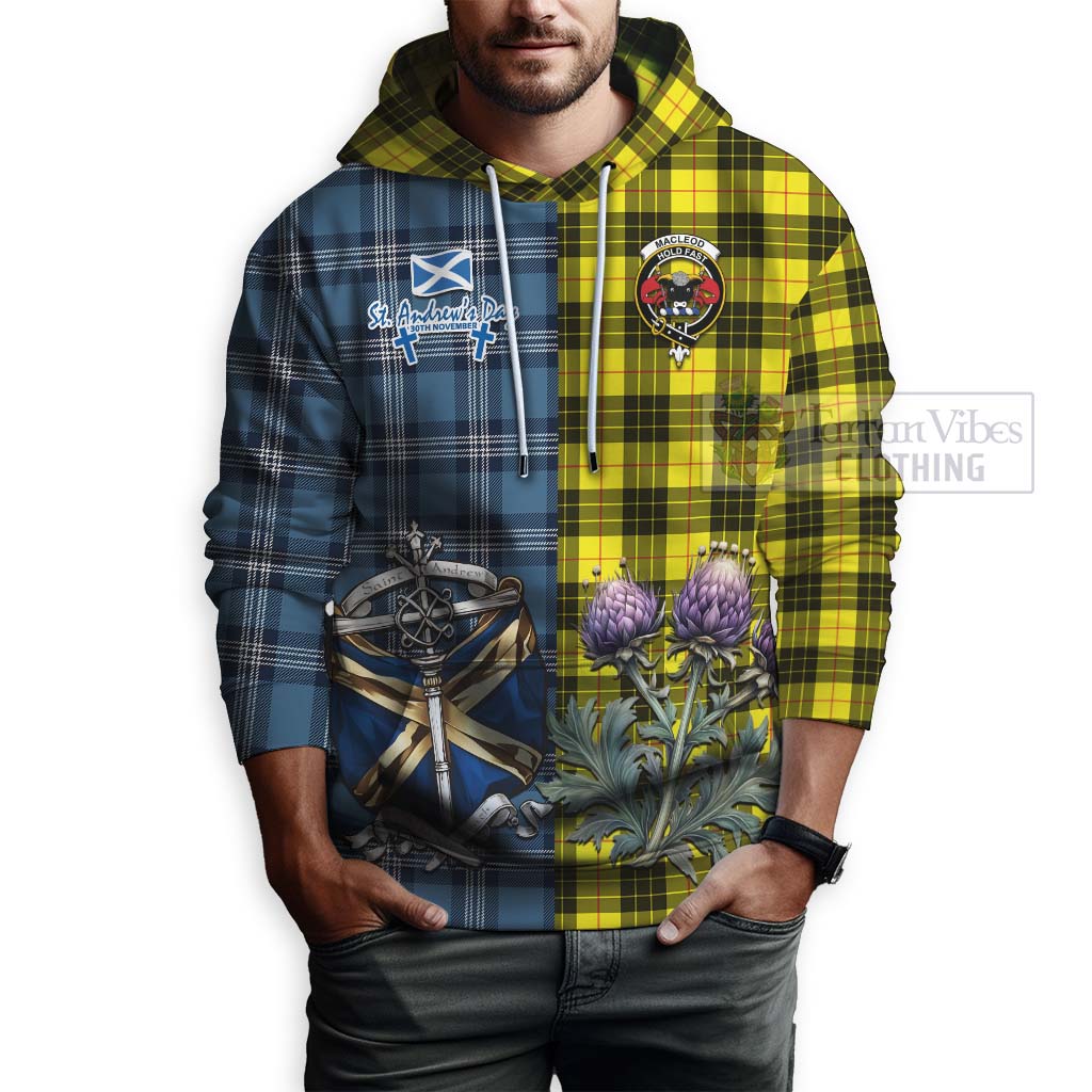 Tartan Vibes Clothing MacLeod (McLeod) Tartan Hoodie Happy St. Andrew's Day Half Tartan Style