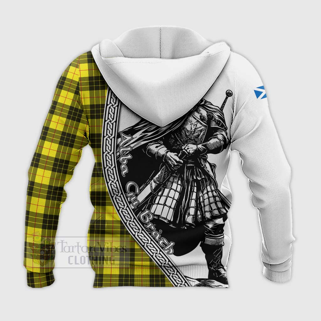 Tartan Vibes Clothing MacLeod (McLeod) Tartan Clan Crest Knitted Hoodie with Highlander Warrior Celtic Style