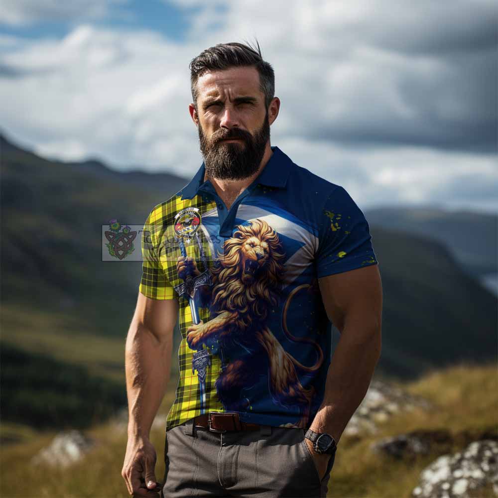 Tartan Vibes Clothing MacLeod (McLeod) Tartan Family Crest Men's Polo Shirt with Scottish Majestic Lion