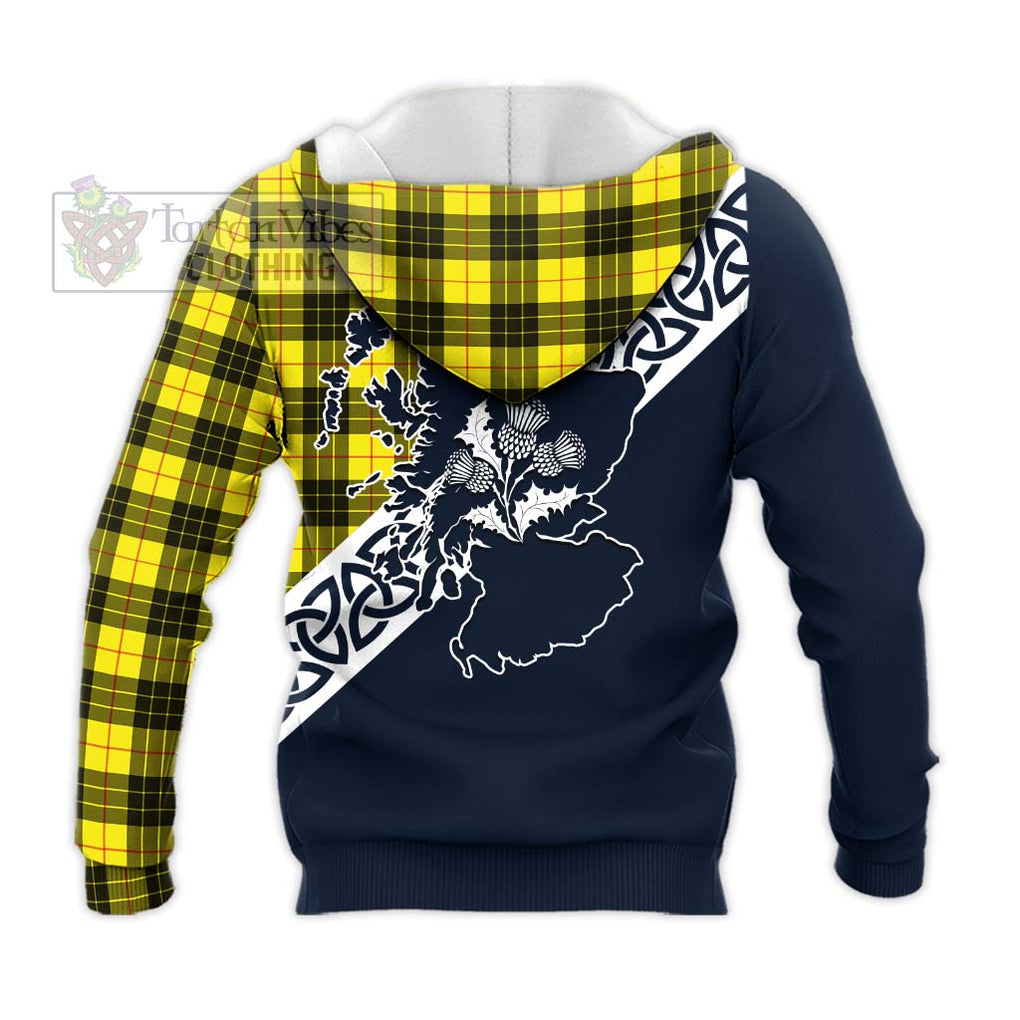 Tartan Vibes Clothing MacLeod (McLeod) Tartan Knitted Hoodie Featuring Thistle and Scotland Map