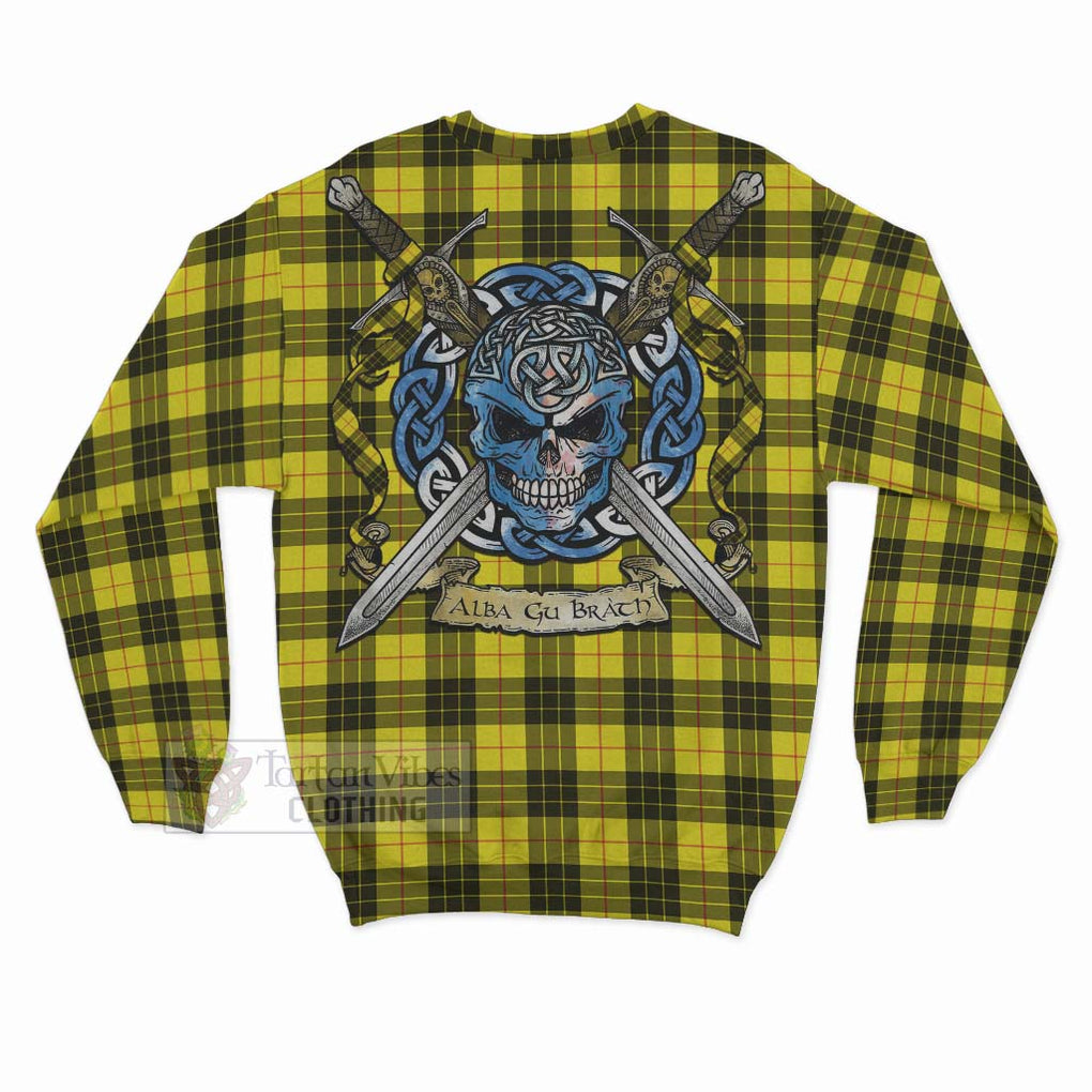 Tartan Vibes Clothing MacLeod (McLeod) Tartan Sweatshirt with Family Crest Celtic Skull Style