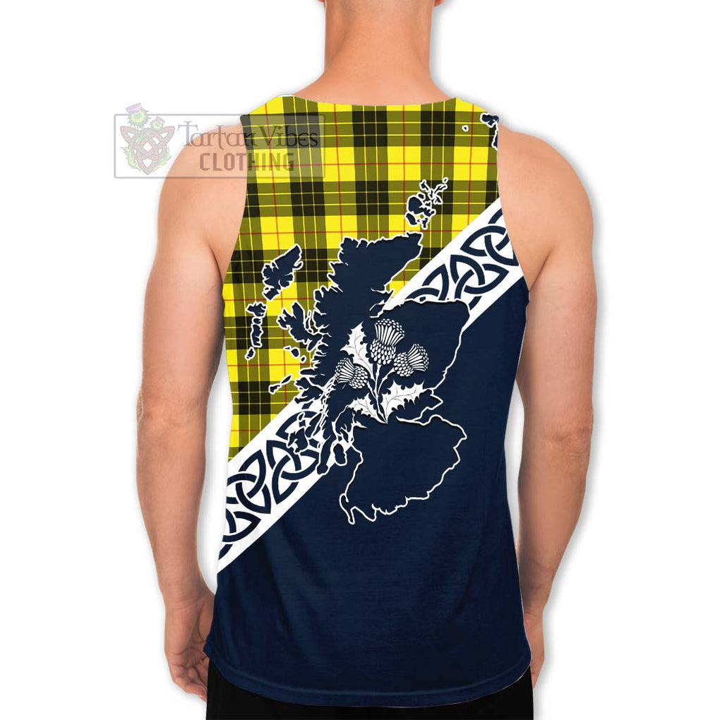 Tartan Vibes Clothing MacLeod (McLeod) Tartan Men's Tank Top Featuring Thistle and Scotland Map