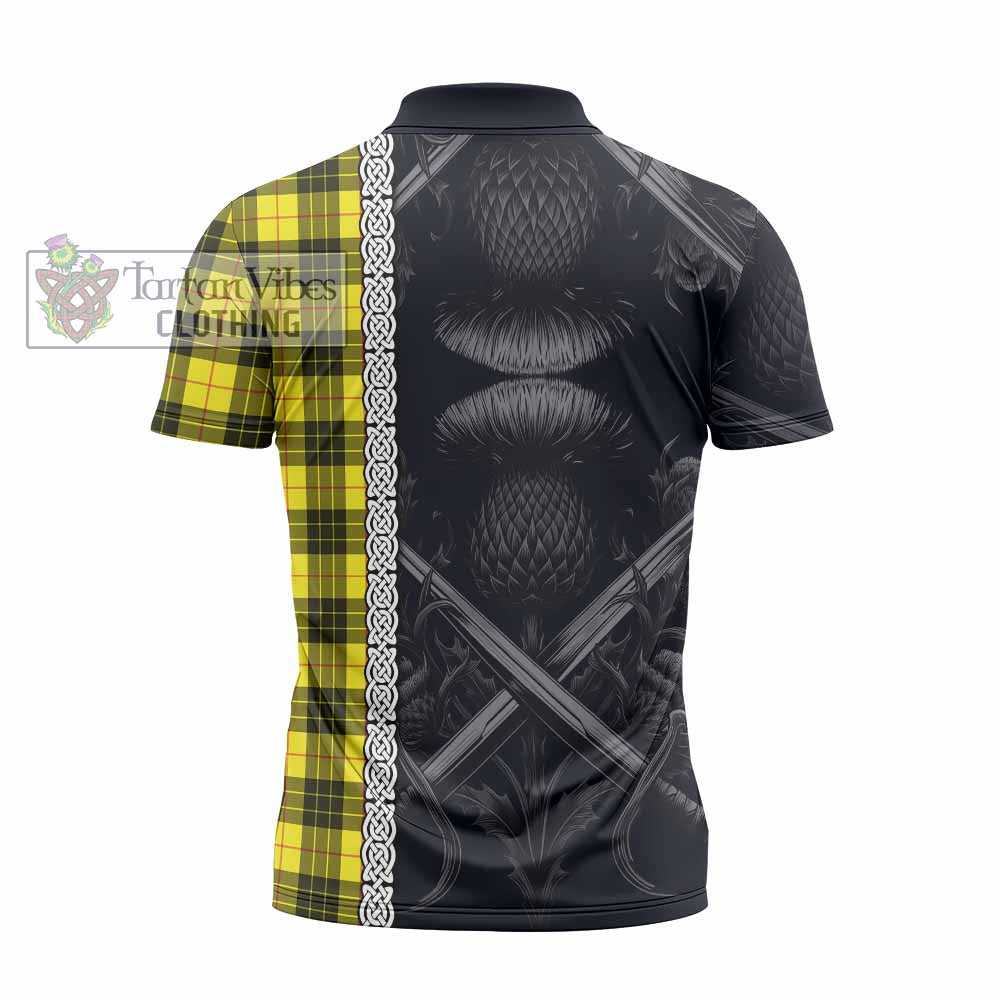 MacLeod (McLeod) Tartan Zipper Polo Shirt with Family Crest Cross Sword Thistle Celtic Vibes - Tartan Vibes Clothing
