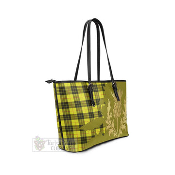 MacLeod (McLeod) Tartan Leather Tote Bag Gold Thistle Style - Tartan Vibes Clothing