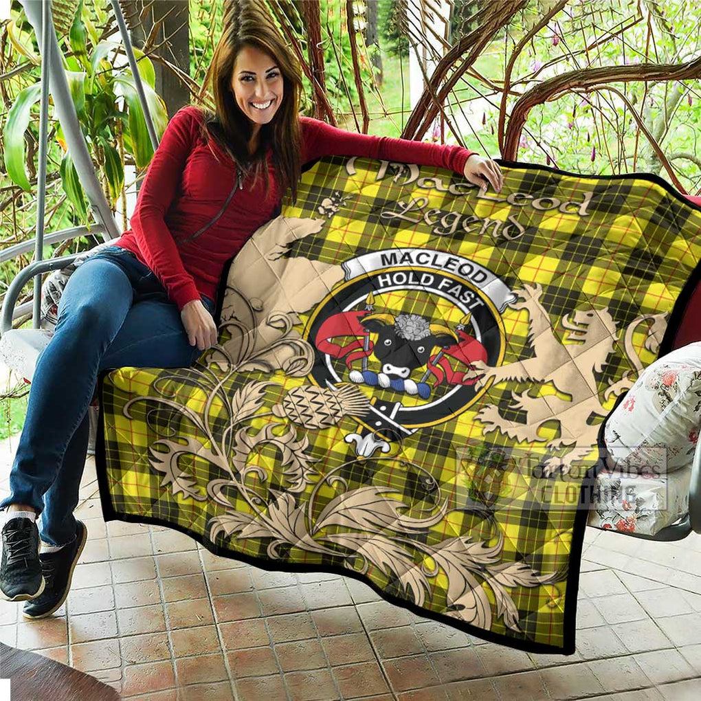 Tartan Vibes Clothing MacLeod (McLeod) Tartan Quilt with Family Crest and Scottish Symbol Style