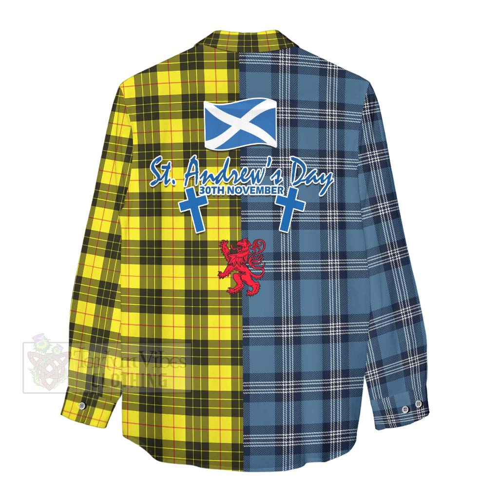 Tartan Vibes Clothing MacLeod (McLeod) Tartan Women's Casual Shirt Happy St. Andrew's Day Half Tartan Style