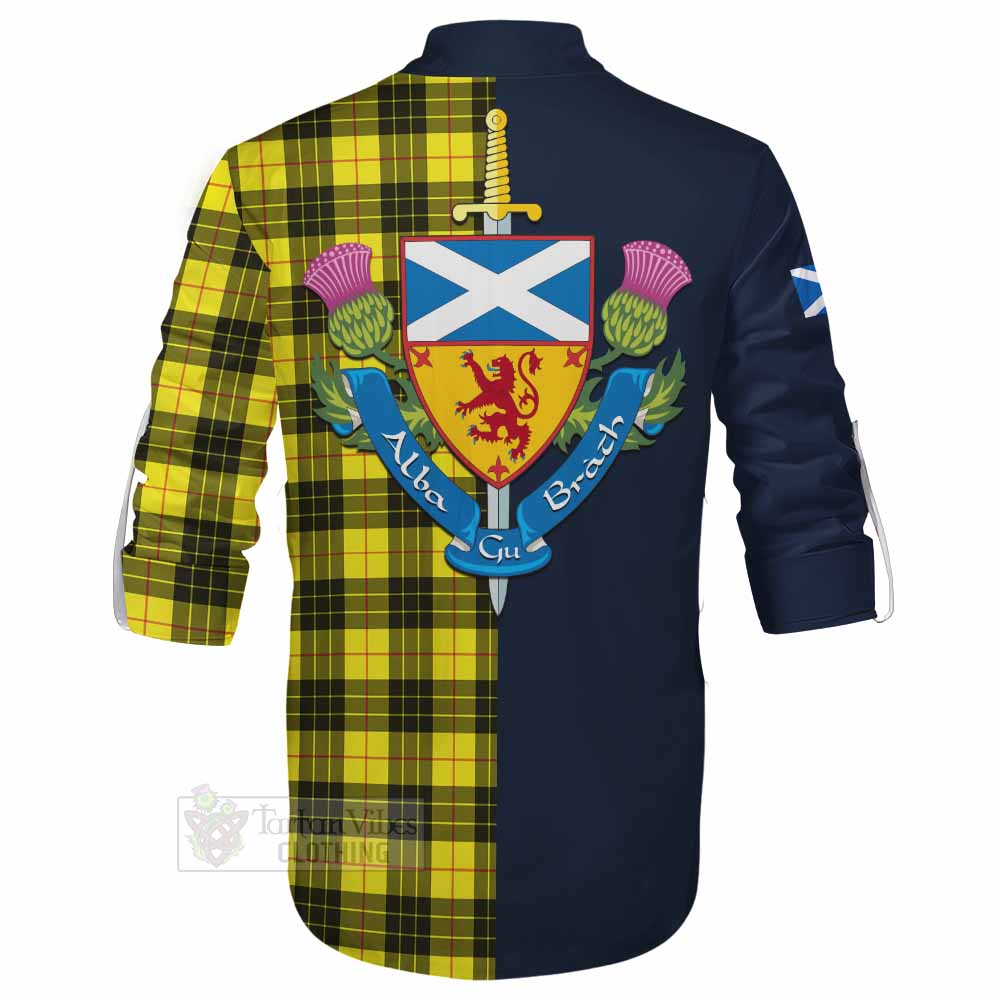 MacLeod (McLeod) Tartan Ghillie Kilt Shirt Alba with Scottish Lion Royal Arm Half Style