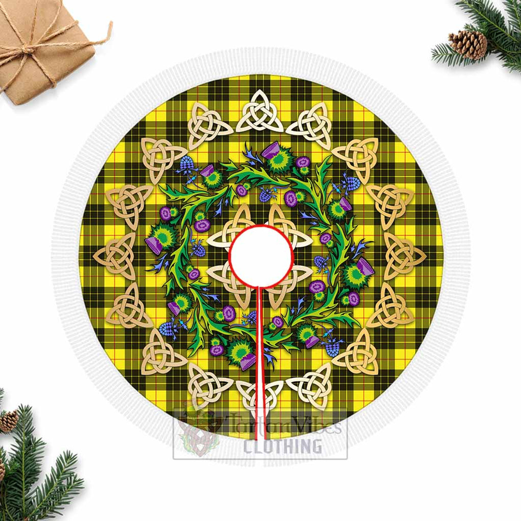 Tartan Vibes Clothing MacLeod (McLeod) Tartan Christmas Tree Skirt with Thistle Celtic Knot Style