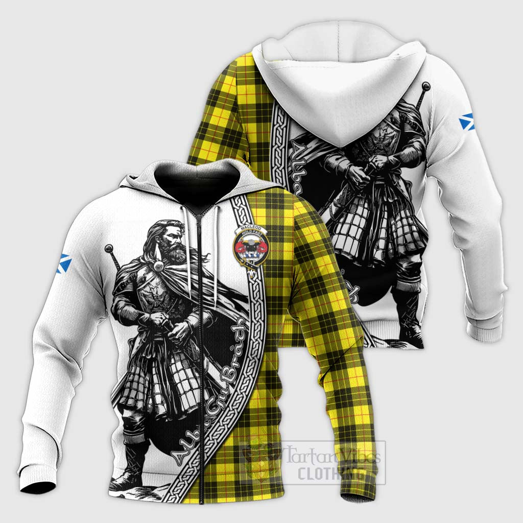 Tartan Vibes Clothing MacLeod (McLeod) Tartan Clan Crest Knitted Hoodie with Highlander Warrior Celtic Style