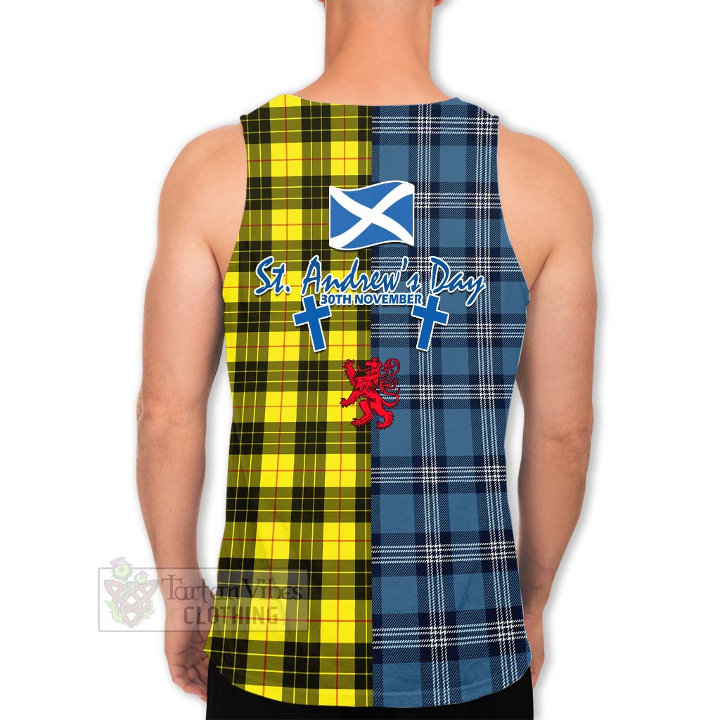 Tartan Vibes Clothing MacLeod (McLeod) Tartan Men's Tank Top Happy St. Andrew's Day Half Tartan Style