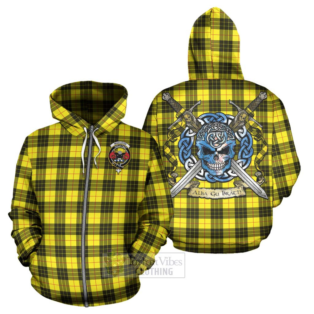 Tartan Vibes Clothing MacLeod (McLeod) Tartan Hoodie with Family Crest Celtic Skull Style