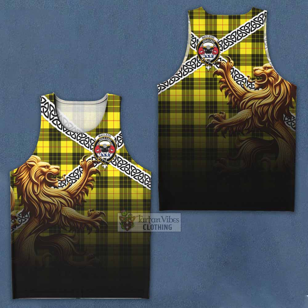 MacLeod (McLeod) Crest Tartan Men's Tank Top with Golden Lion Emblem Celtic Style - Tartan Vibes Clothing