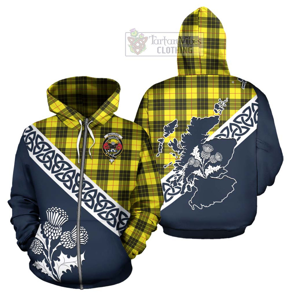 Tartan Vibes Clothing MacLeod (McLeod) Tartan Hoodie Featuring Thistle and Scotland Map