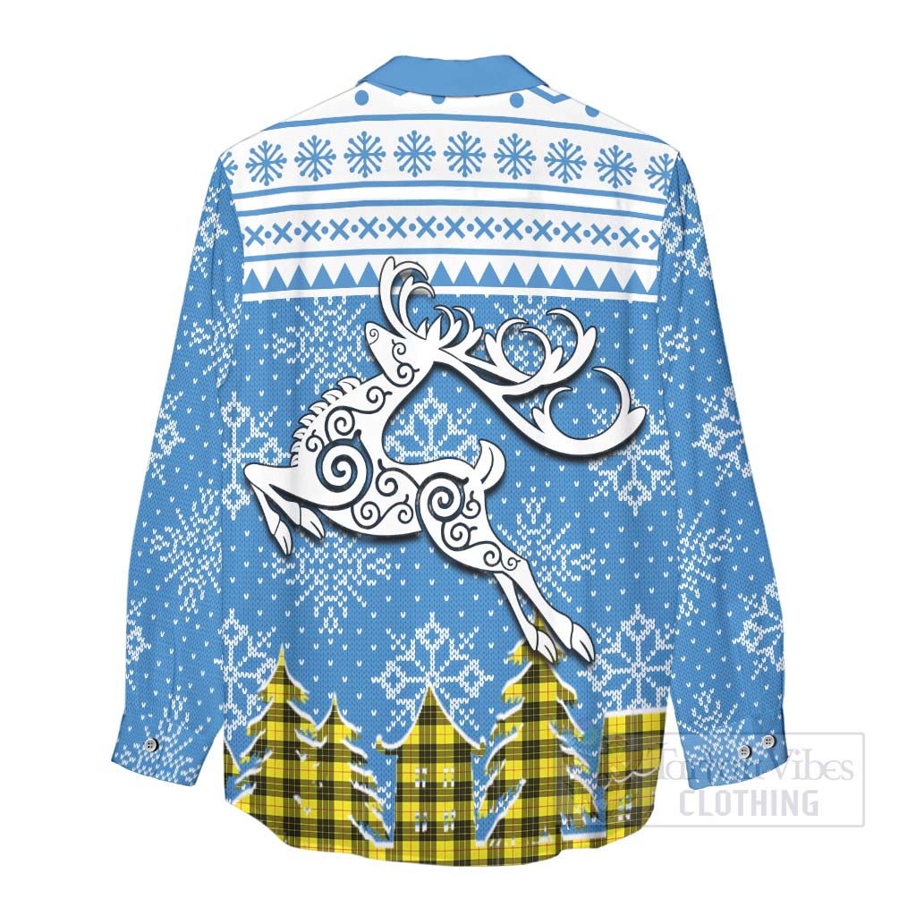 Tartan Vibes Clothing MacLeod (McLeod) Clan Christmas Women's Casual Shirt Celtic Reindeer Style