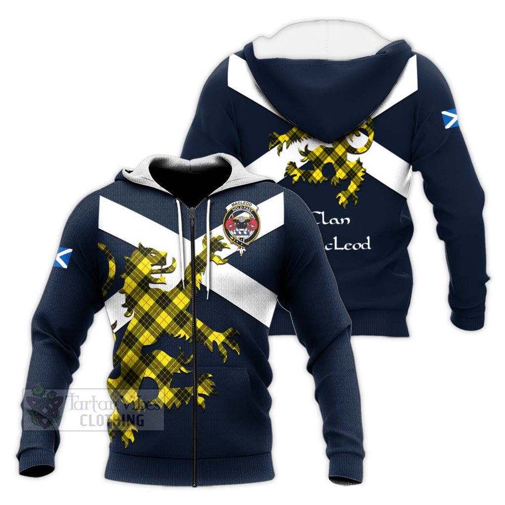 Tartan Vibes Clothing MacLeod (McLeod) Tartan Lion Rampant Knitted Hoodie – Proudly Display Your Heritage with Alba Gu Brath and Clan Name