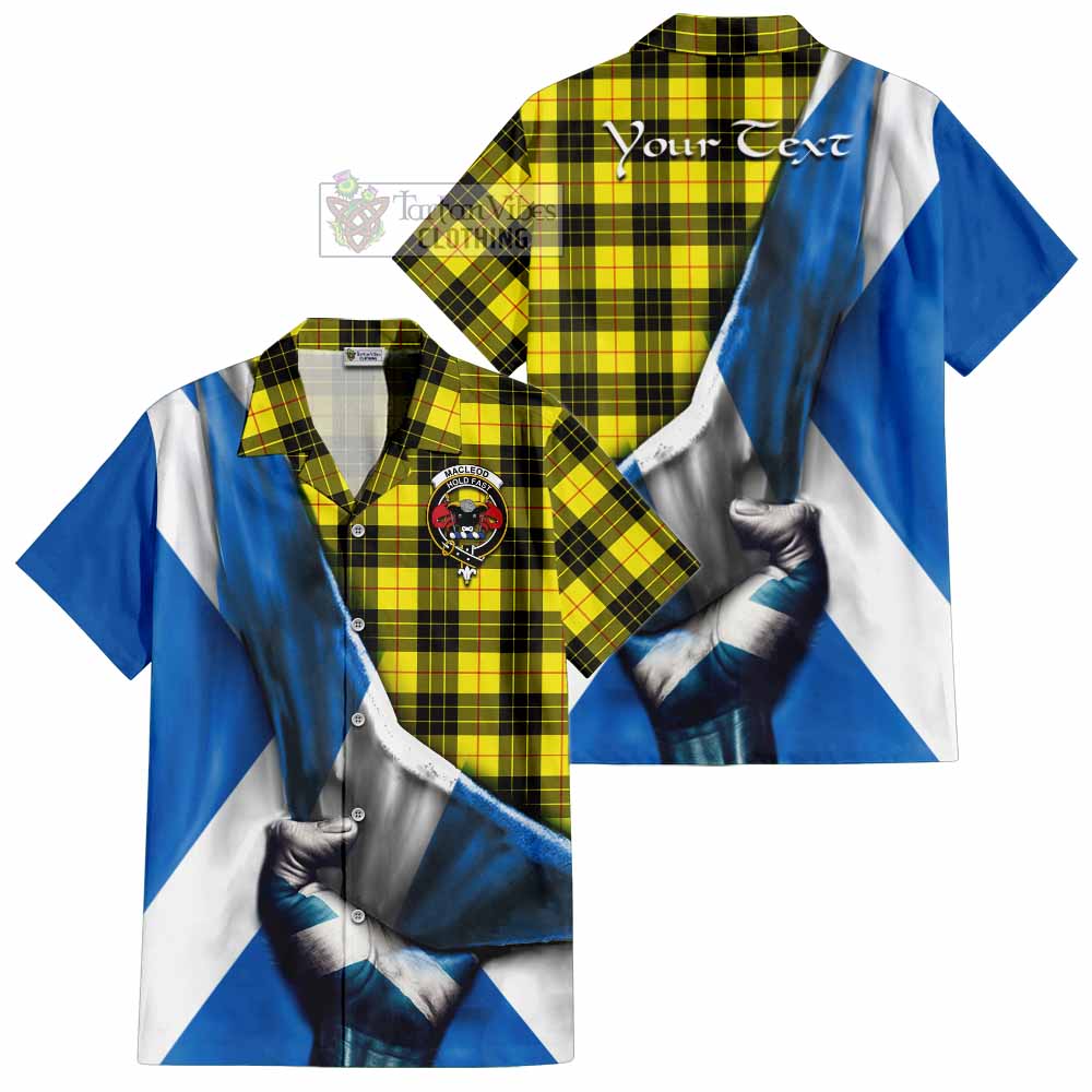 Tartan Vibes Clothing MacLeod (McLeod) Tartan Short Sleeve Button Shirt with Family Crest Scotland Patriotic Style