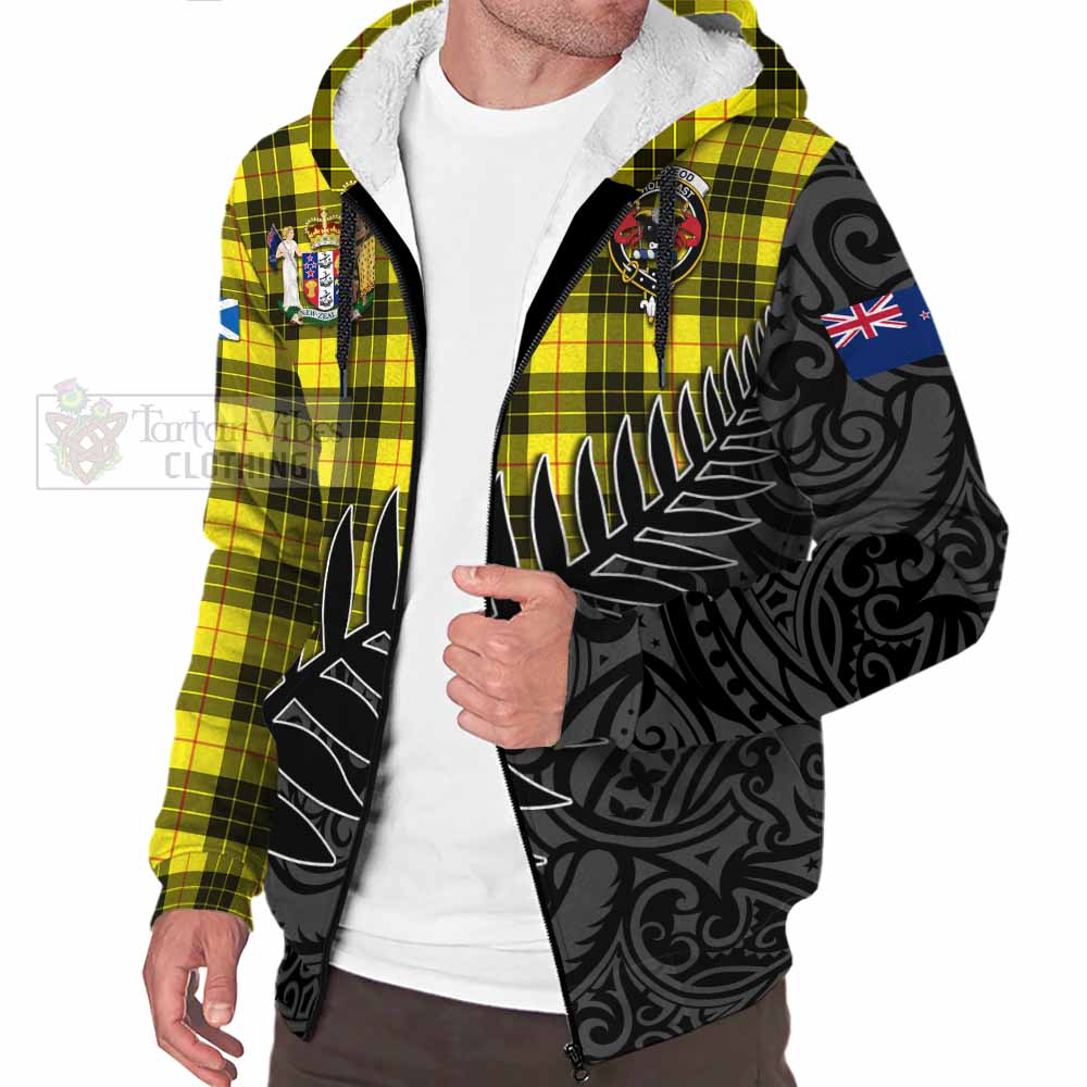 Tartan Vibes Clothing MacLeod (McLeod) Crest Tartan Sherpa Hoodie with New Zealand Silver Fern Half Style