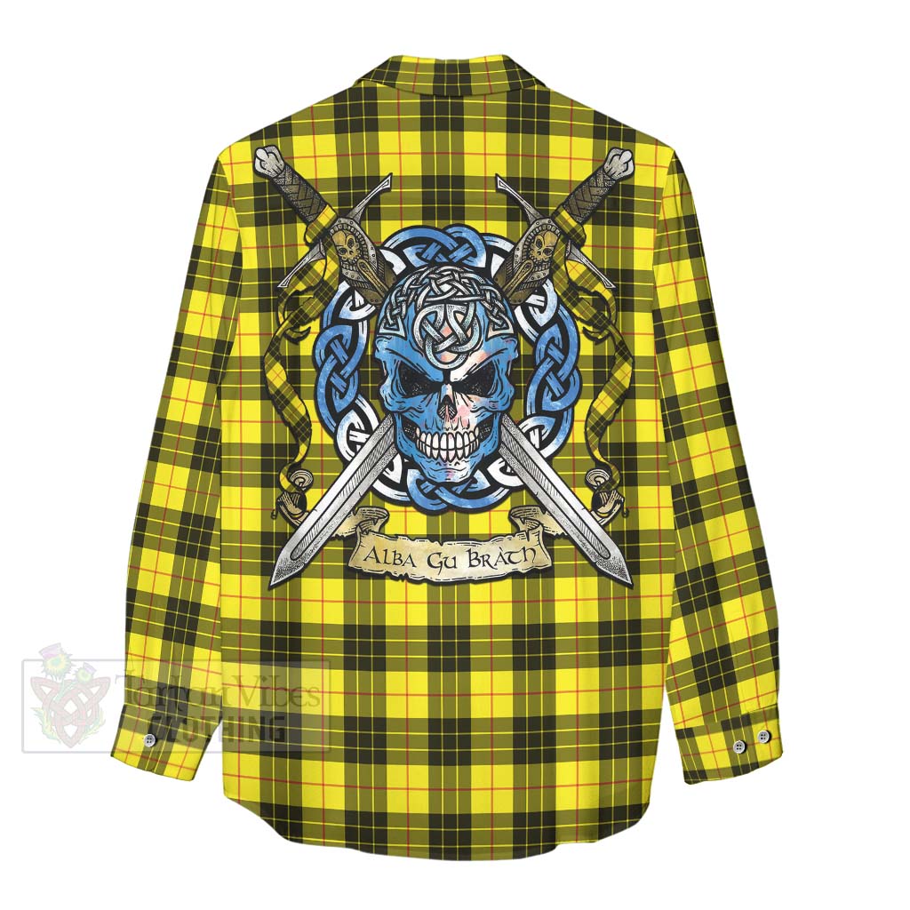 Tartan Vibes Clothing MacLeod (McLeod) Tartan Women's Casual Shirt with Family Crest Celtic Skull Style