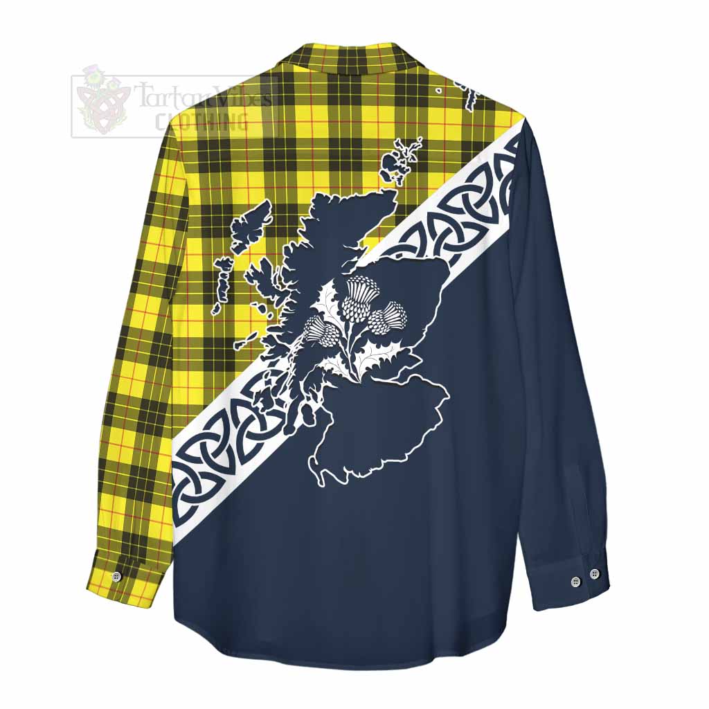 Tartan Vibes Clothing MacLeod (McLeod) Tartan Women's Casual Shirt Featuring Thistle and Scotland Map