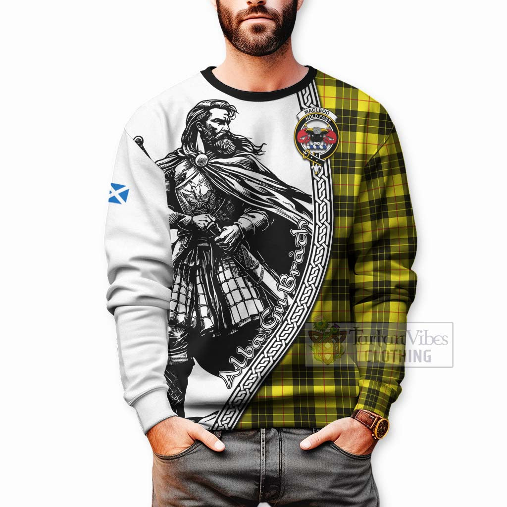 Tartan Vibes Clothing MacLeod (McLeod) Tartan Clan Crest Sweatshirt with Highlander Warrior Celtic Style