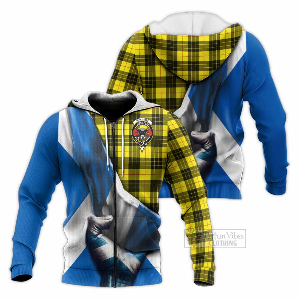 Tartan Vibes Clothing MacLeod (McLeod) Tartan Knitted Hoodie with Family Crest Scotland Patriotic Style