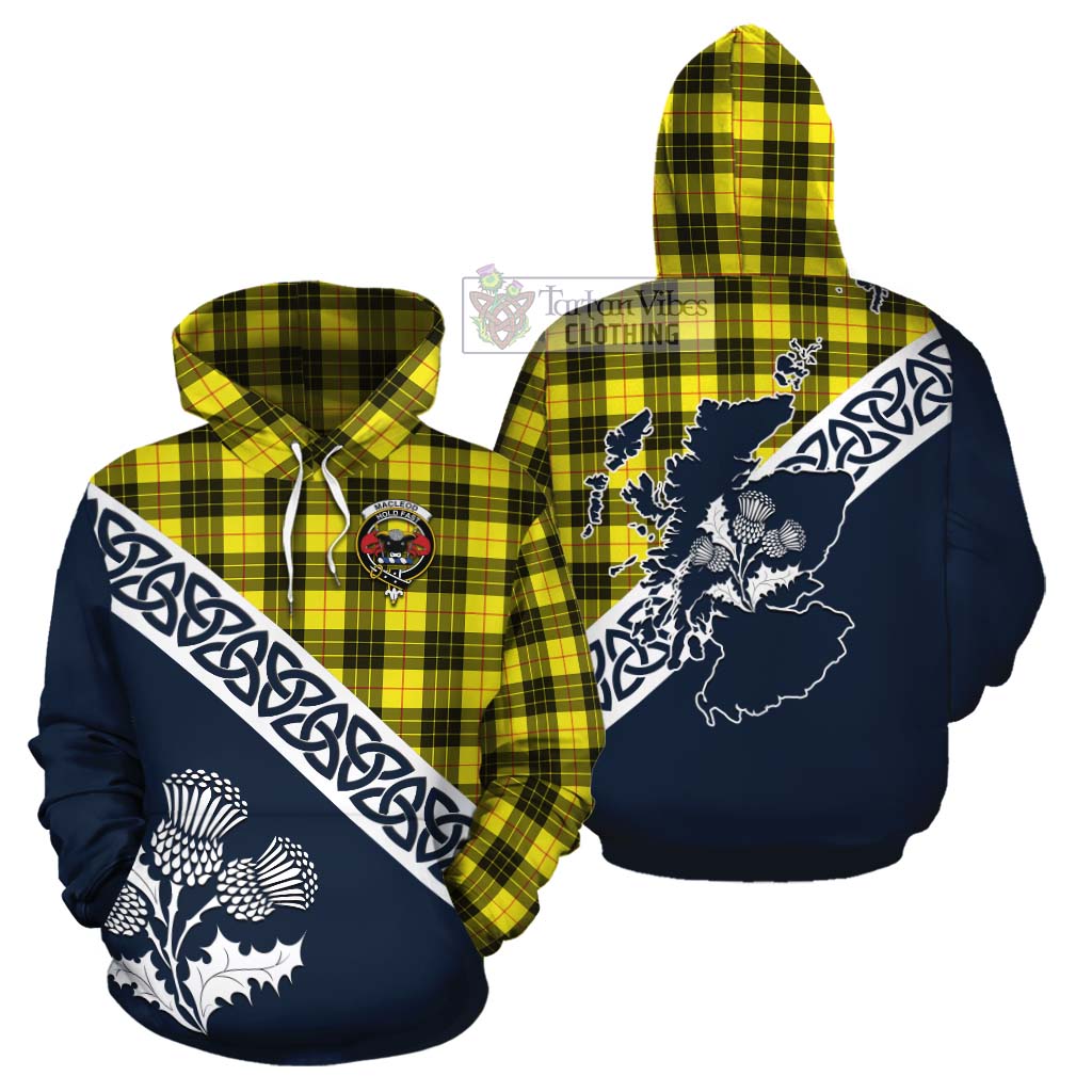 Tartan Vibes Clothing MacLeod (McLeod) Tartan Cotton Hoodie Featuring Thistle and Scotland Map