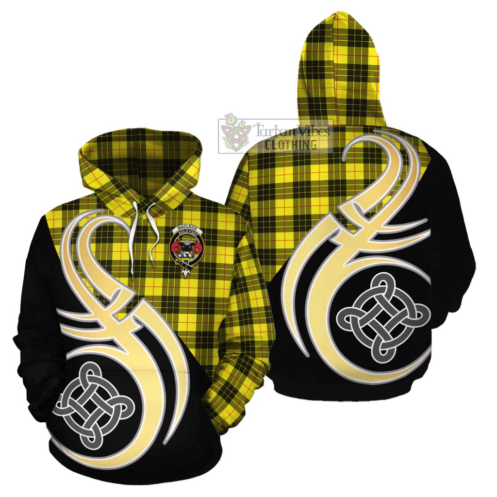 Tartan Vibes Clothing MacLeod (McLeod) Tartan Cotton Hoodie with Family Crest and Celtic Symbol Style