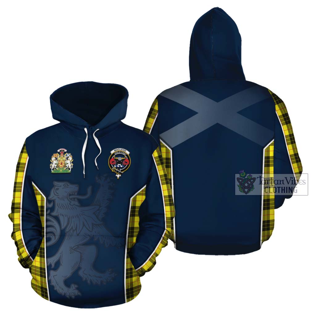 Tartan Vibes Clothing MacLeod (McLeod) Tartan Cotton Hoodie with Family Crest and Lion Rampant Vibes Sport Style