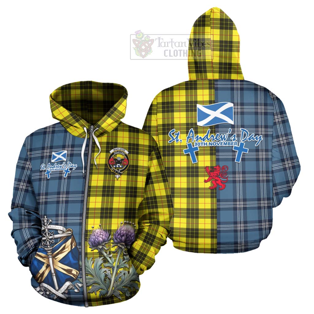 Tartan Vibes Clothing MacLeod (McLeod) Tartan Hoodie Happy St. Andrew's Day Half Tartan Style