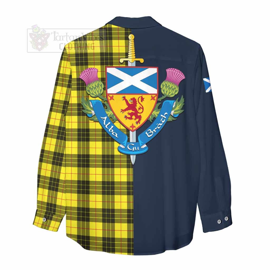 Tartan Vibes Clothing MacLeod (McLeod) Tartan Women's Casual Shirt Alba with Scottish Lion Royal Arm Half Style