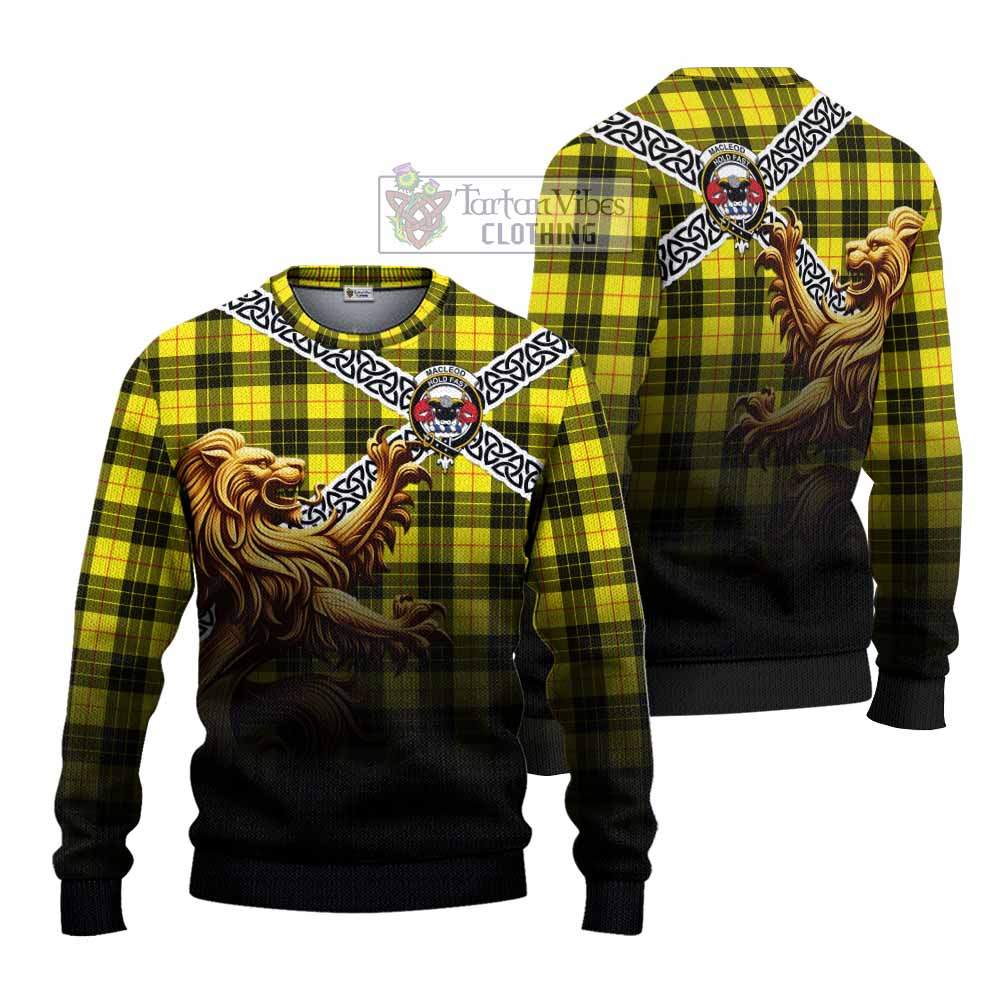 MacLeod (McLeod) Crest Tartan Knitted Sweater with Golden Lion Emblem Celtic Style - Tartan Vibes Clothing