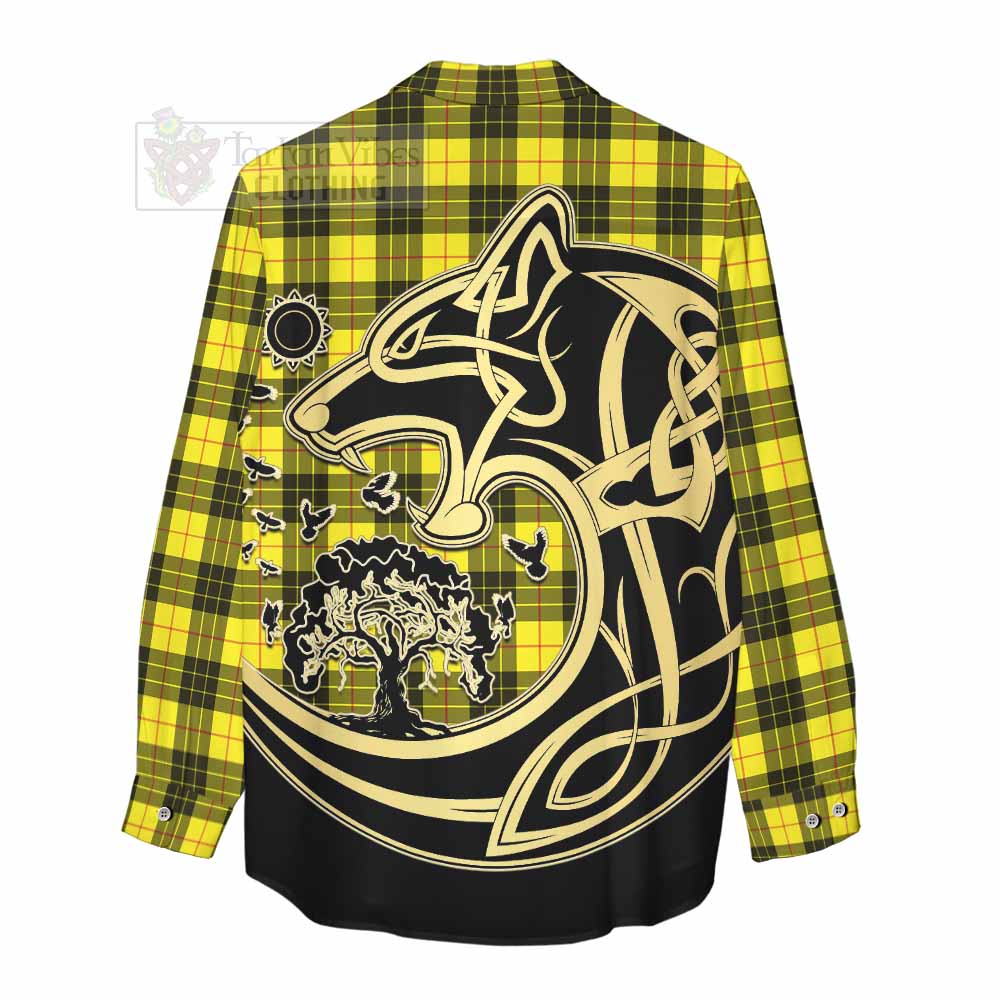 Tartan Vibes Clothing MacLeod (McLeod) Tartan Women's Casual Shirt with Family Crest Celtic Wolf Style