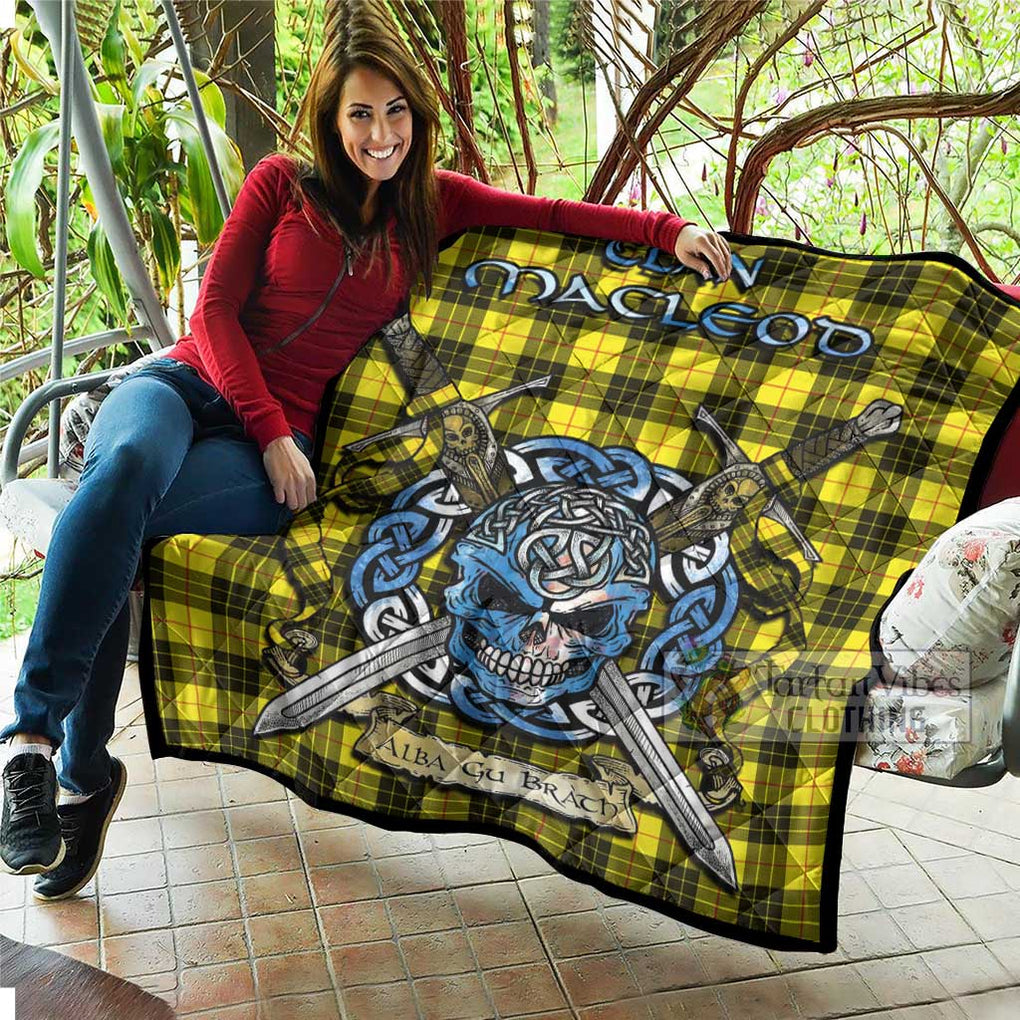 Tartan Vibes Clothing MacLeod (McLeod) Tartan Quilt with Celtic Skull Alba Gu Brath Style