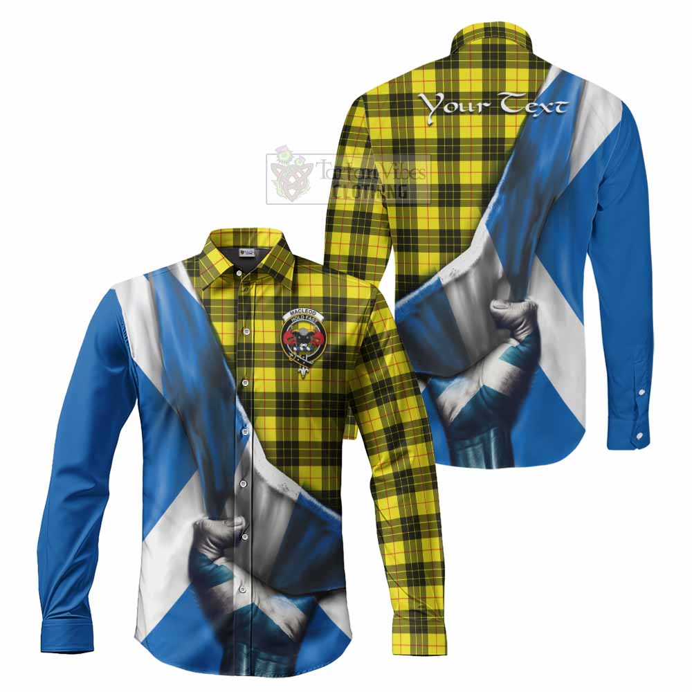 Tartan Vibes Clothing MacLeod (McLeod) Tartan Long Sleeve Button Shirt with Family Crest Scotland Patriotic Style