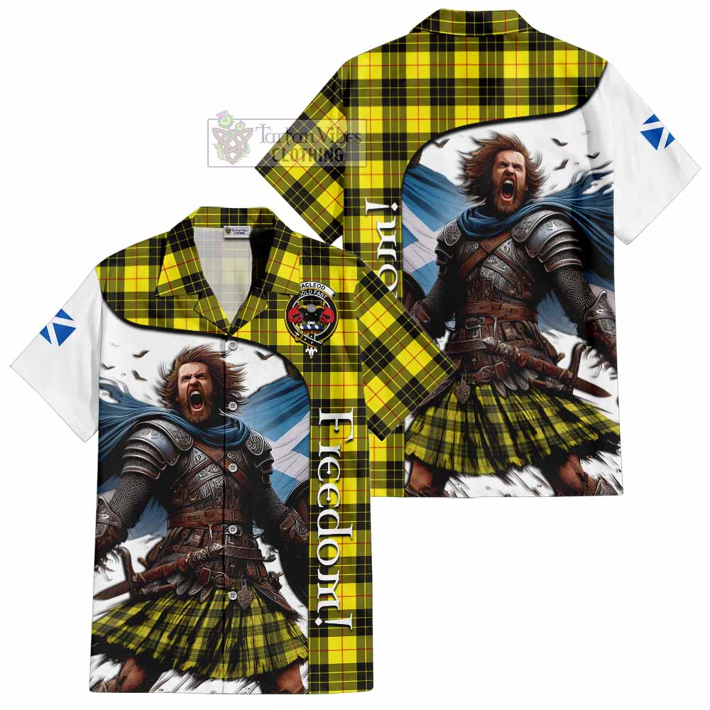 Tartan Vibes Clothing MacLeod (McLeod) Crest Tartan Short Sleeve Button Shirt Inspired by the Freedom of Scottish Warrior