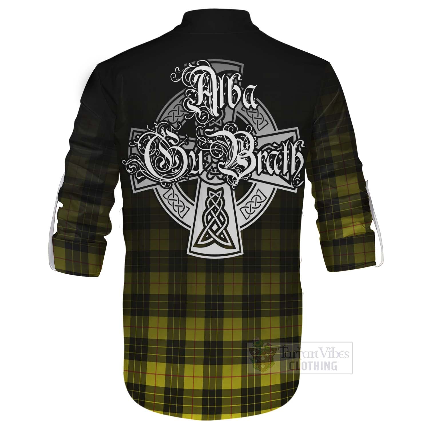 Tartan Vibes Clothing MacLeod (McLeod) Tartan Ghillie Kilt Shirt Featuring Alba Gu Brath Family Crest Celtic Inspired