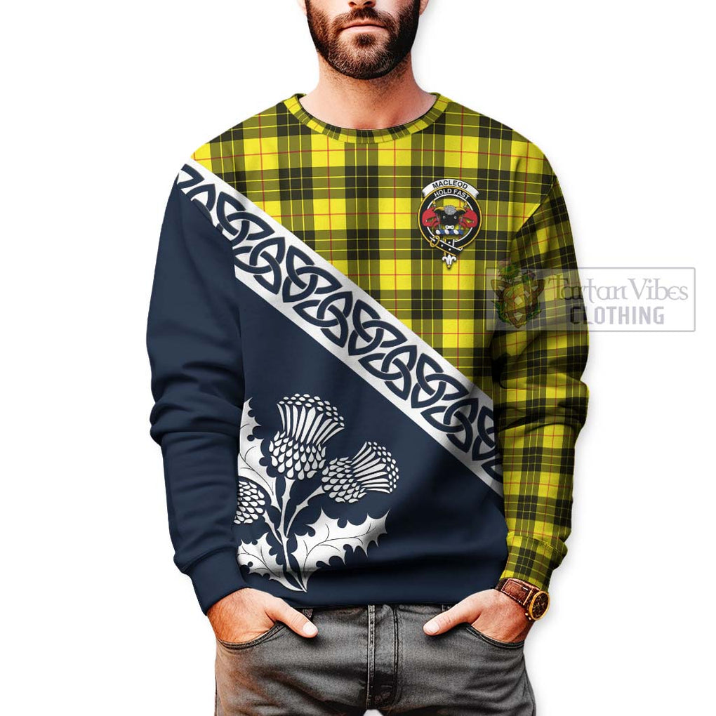 Tartan Vibes Clothing MacLeod (McLeod) Tartan Sweatshirt Featuring Thistle and Scotland Map