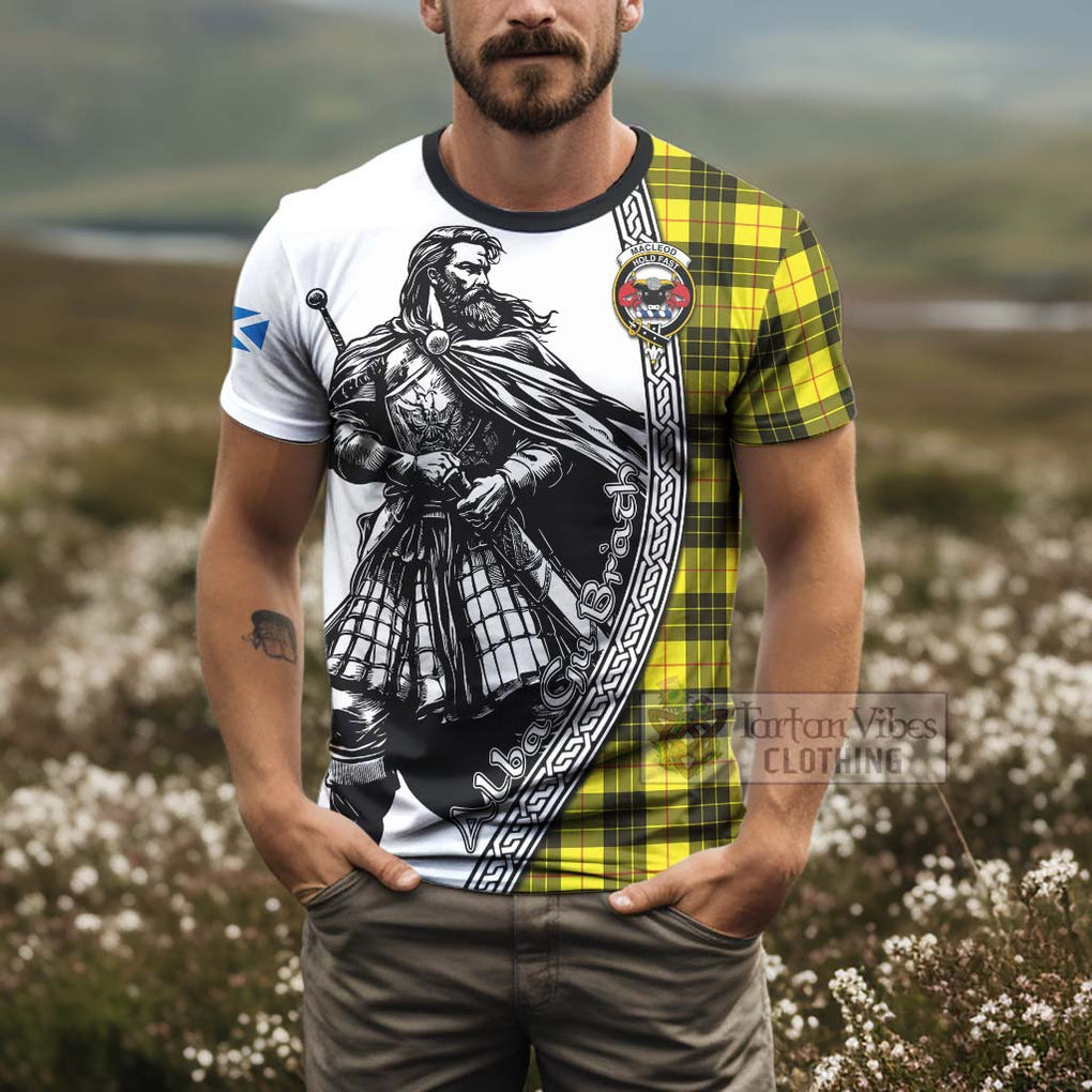 Tartan Vibes Clothing MacLeod (McLeod) Tartan Clan Crest T-Shirt with Highlander Warrior Celtic Style