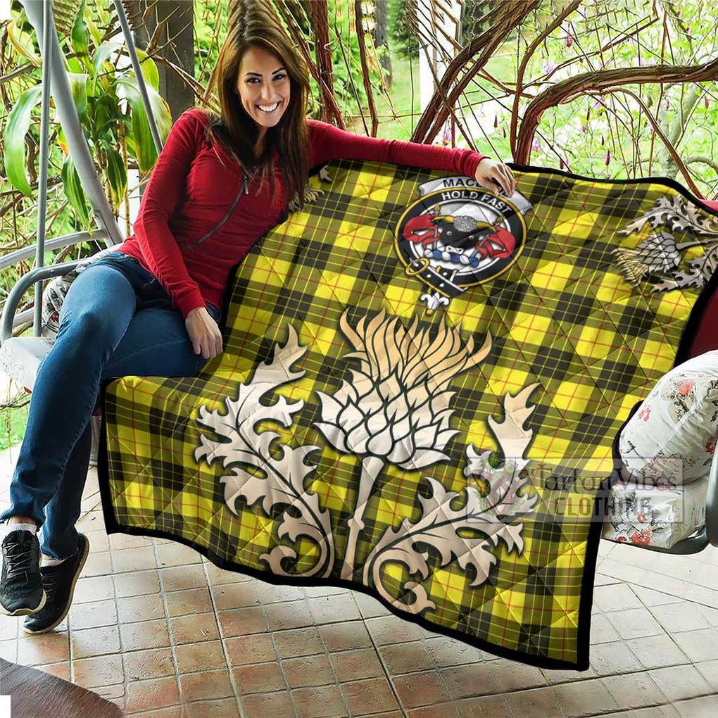 Tartan Vibes Clothing MacLeod (McLeod) Tartan Quilt with Family Crest and Golden Thistle Style