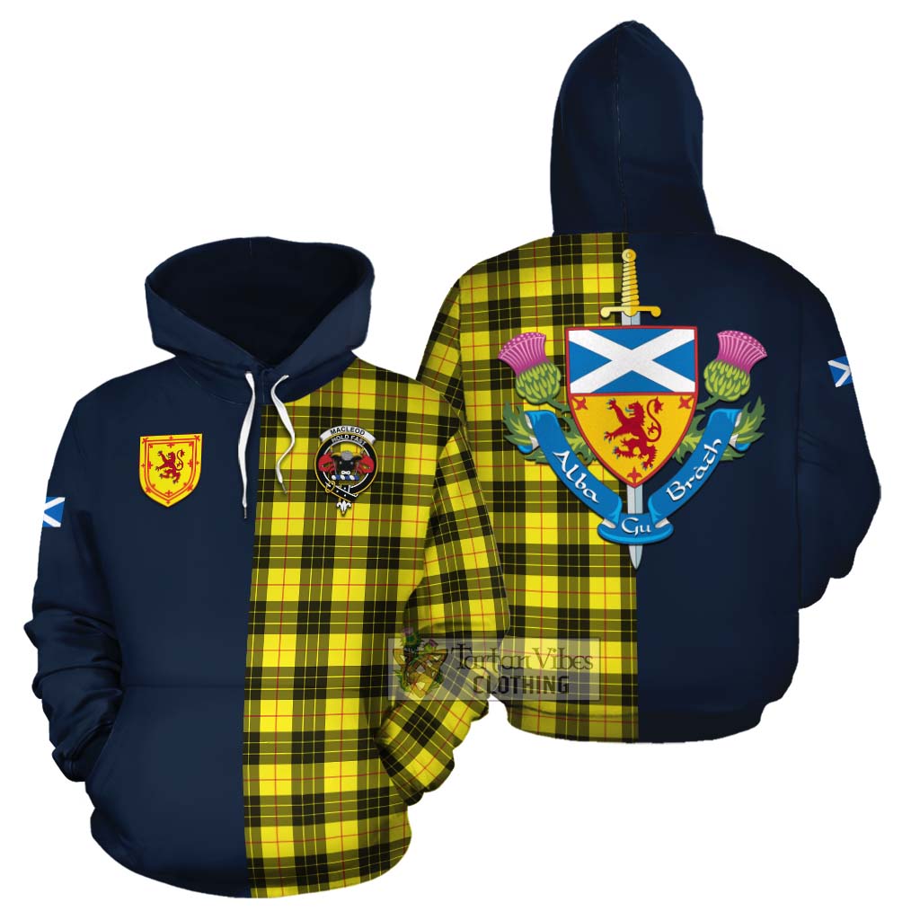 Tartan Vibes Clothing MacLeod (McLeod) Tartan Cotton Hoodie Alba with Scottish Lion Royal Arm Half Style