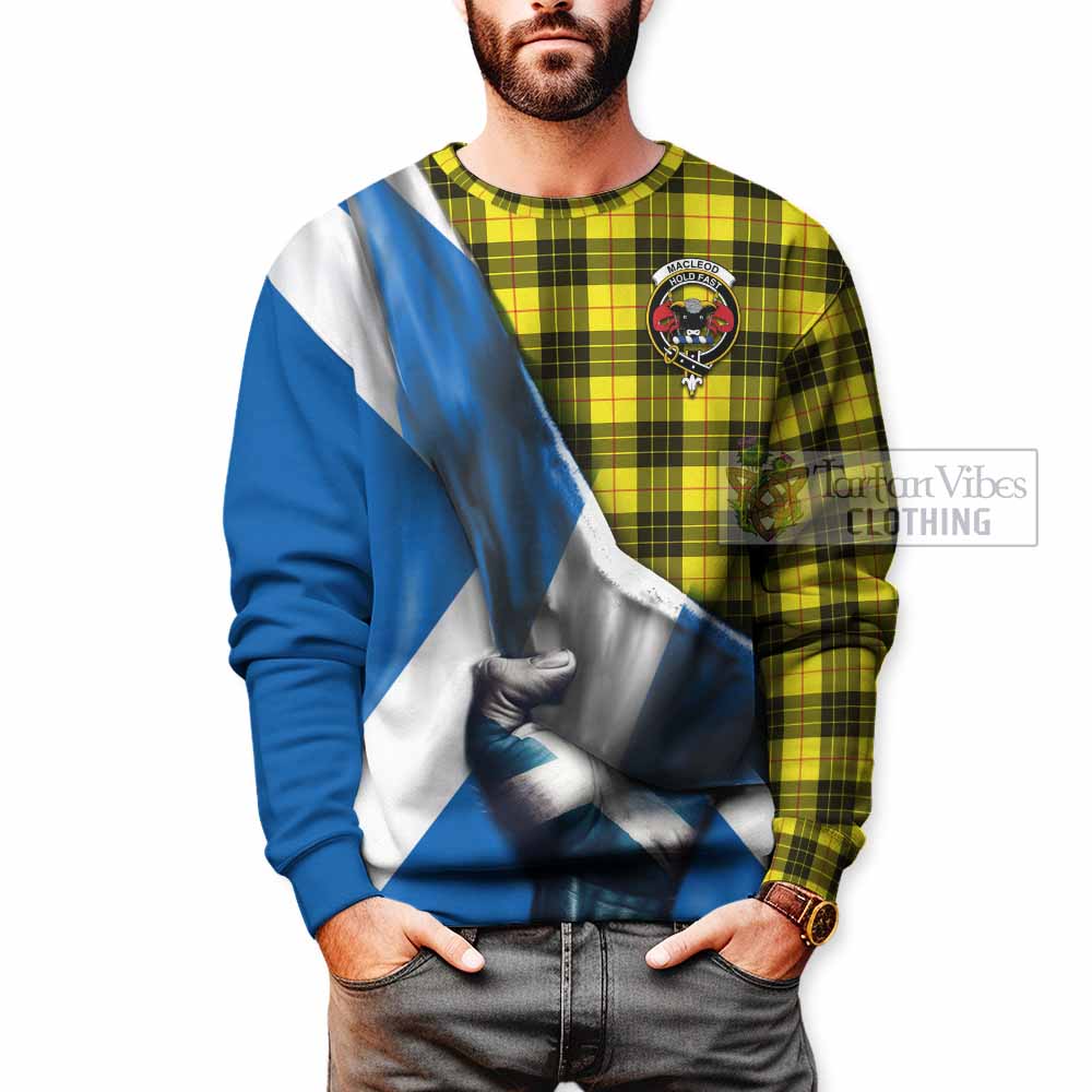 Tartan Vibes Clothing MacLeod (McLeod) Tartan Sweatshirt with Family Crest Scotland Patriotic Style