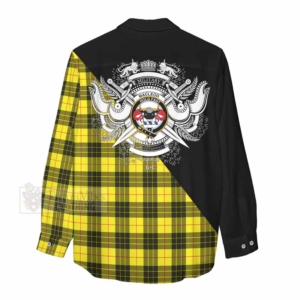 Tartan Vibes Clothing MacLeod (McLeod) Tartan Women's Casual Shirt with Family Crest and Military Logo Style