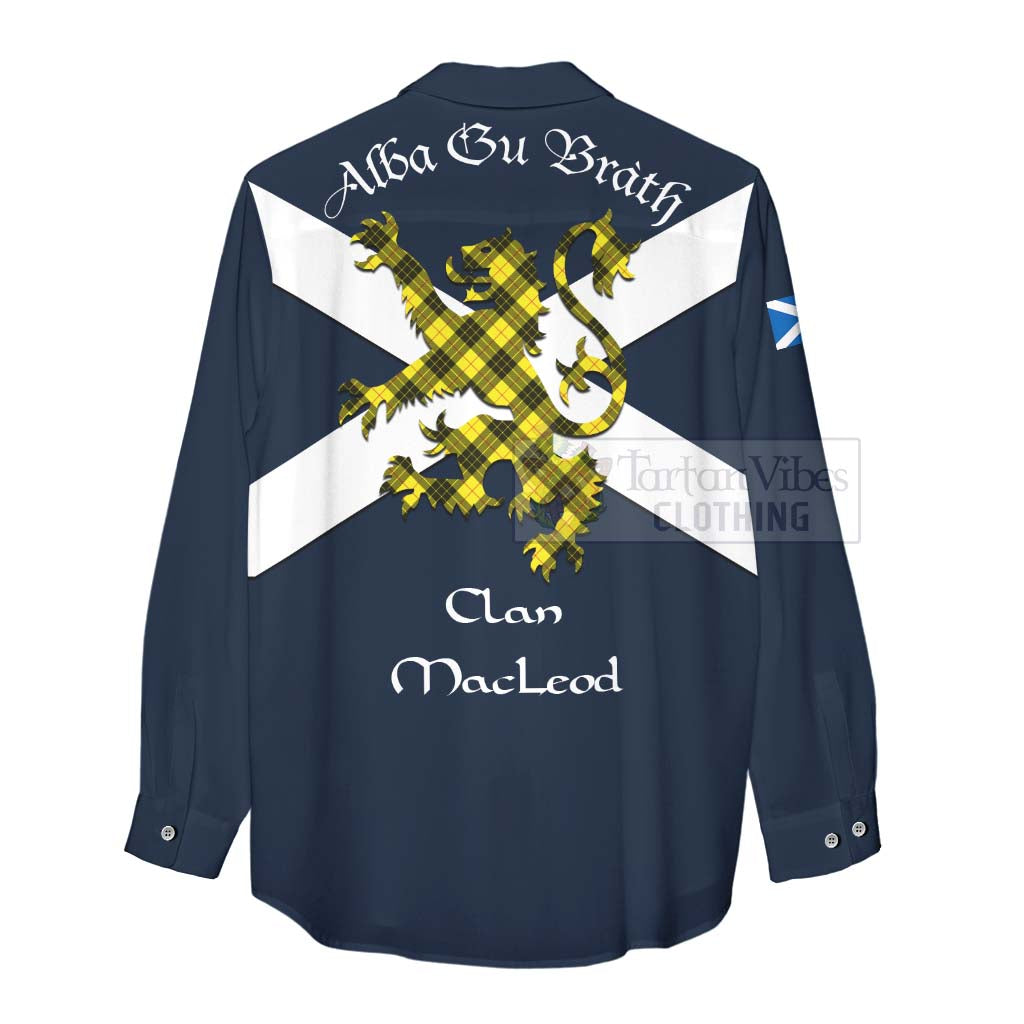 Tartan Vibes Clothing MacLeod (McLeod) Tartan Lion Rampant Women's Casual Shirt Proudly Display Your Heritage with Alba Gu Brath and Clan Name