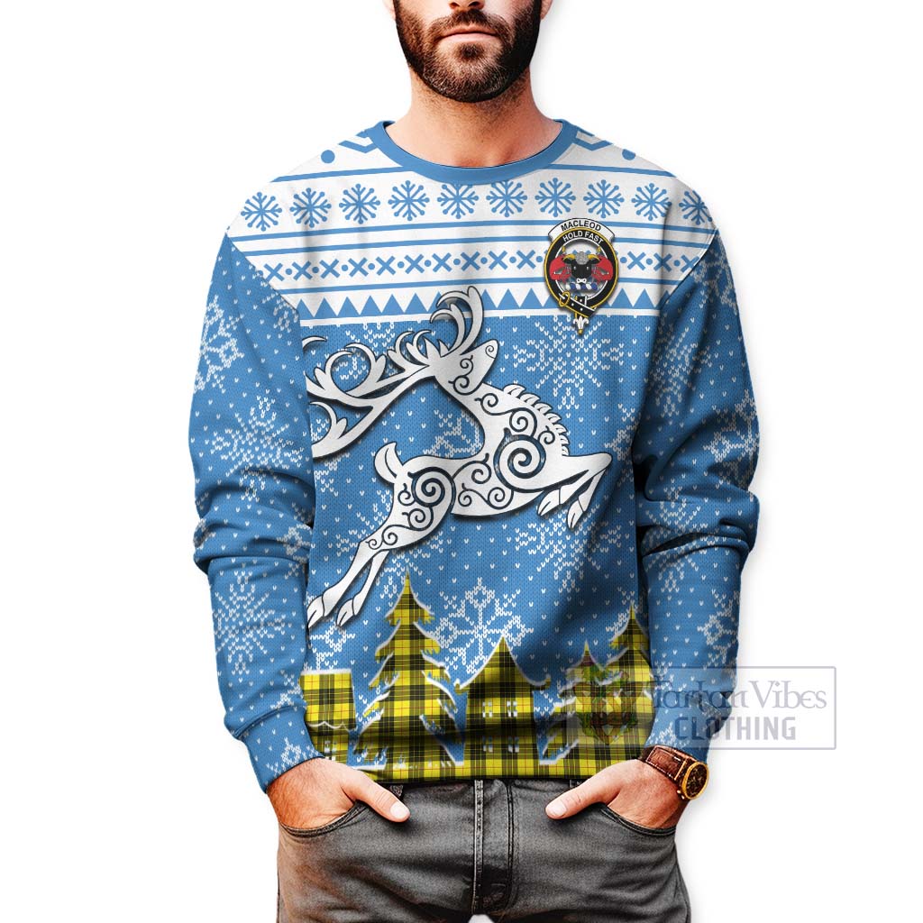 Tartan Vibes Clothing MacLeod (McLeod) Clan Christmas Sweatshirt Celtic Reindeer Style