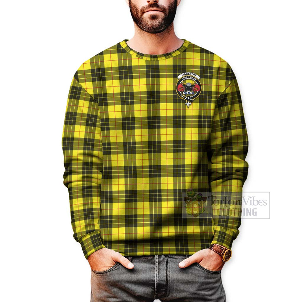 Tartan Vibes Clothing MacLeod (McLeod) Tartan Sweatshirt with Family Crest Celtic Skull Style