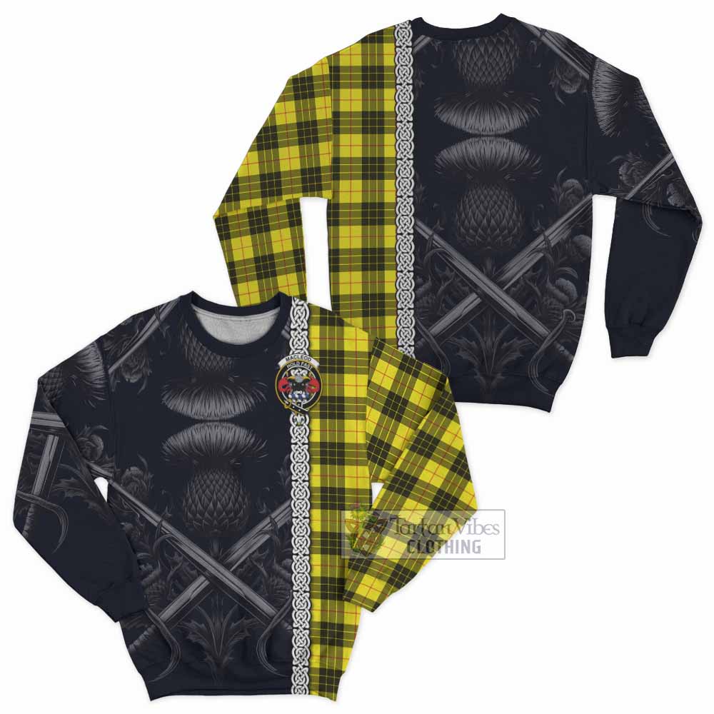 Tartan Vibes Clothing MacLeod (McLeod) Tartan Sweatshirt with Family Crest Cross Sword Thistle Celtic Vibes