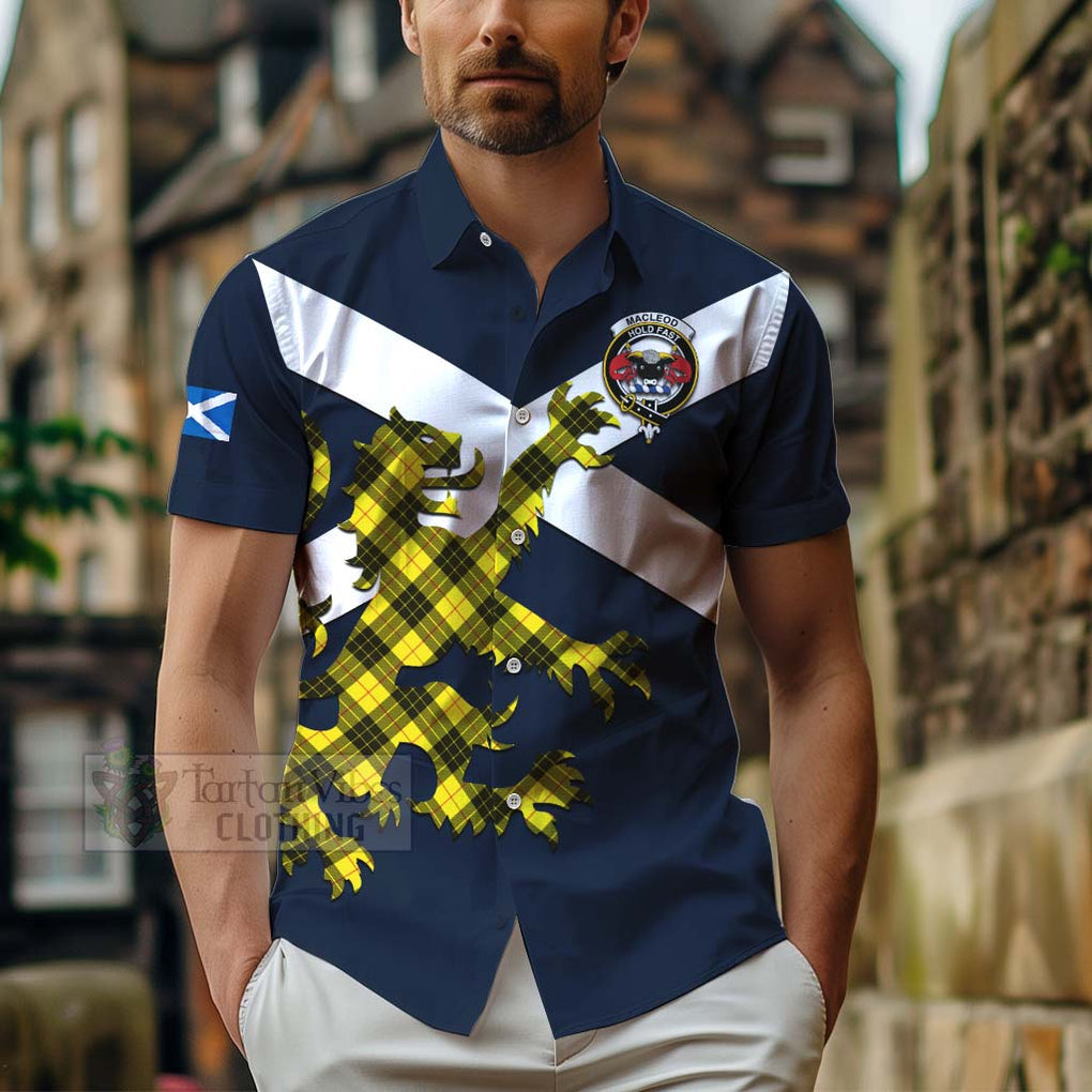 Tartan Vibes Clothing MacLeod (McLeod) Tartan Lion Rampant Short Sleeve Button Shirt – Proudly Display Your Heritage with Alba Gu Brath and Clan Name