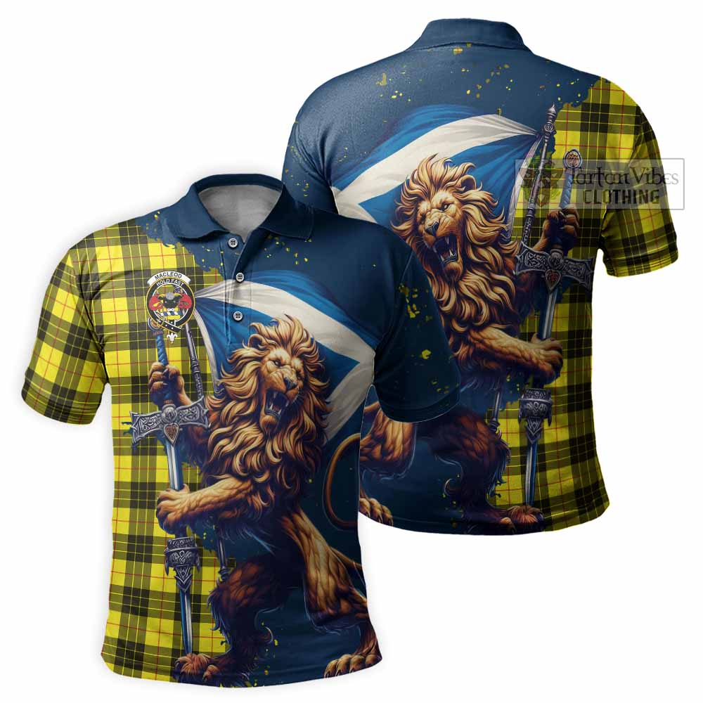 Tartan Vibes Clothing MacLeod (McLeod) Tartan Family Crest Men's Polo Shirt with Scottish Majestic Lion