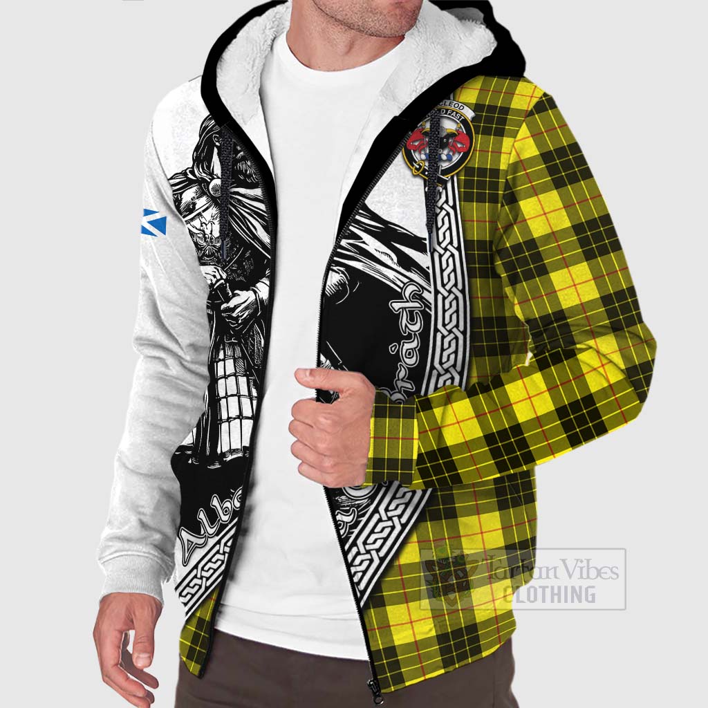 Tartan Vibes Clothing MacLeod (McLeod) Tartan Clan Crest Sherpa Hoodie with Highlander Warrior Celtic Style